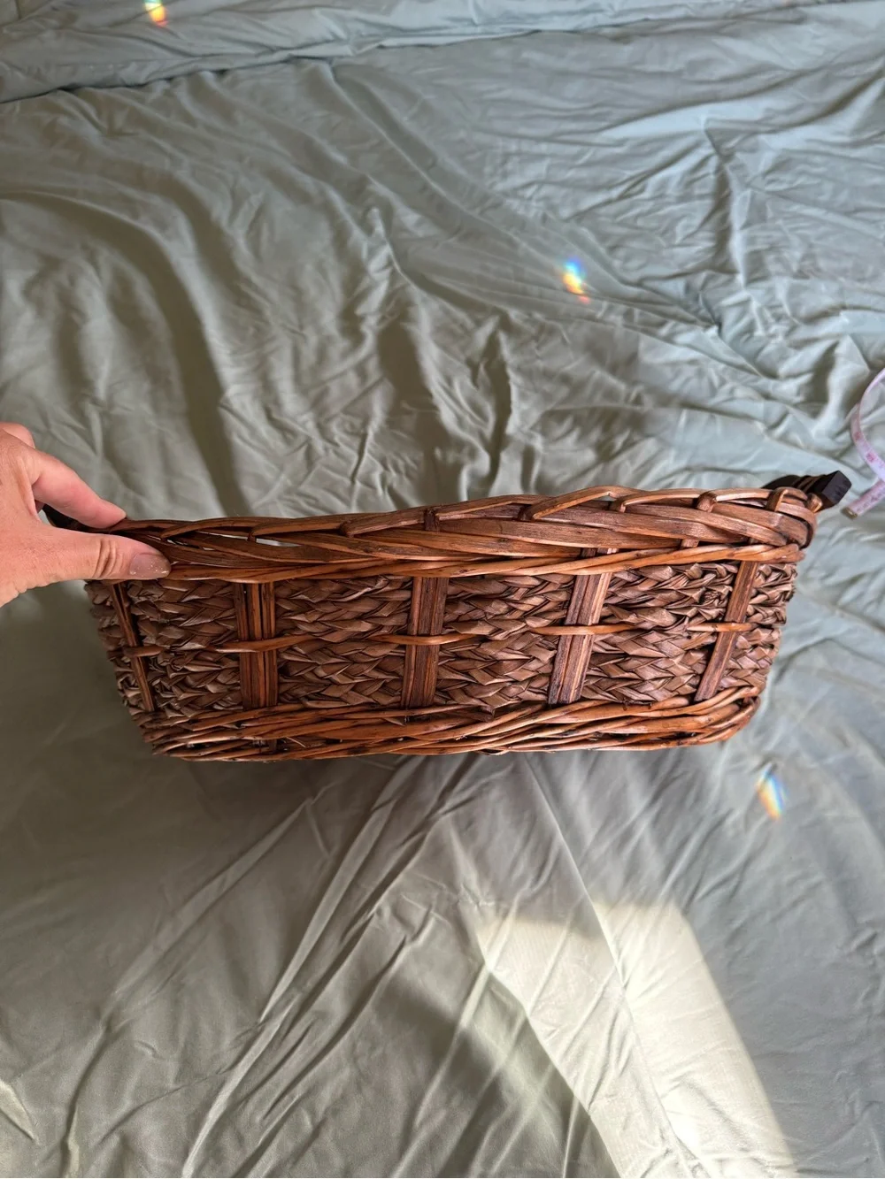 Woven Brown Decorative Storage Basket with Handles